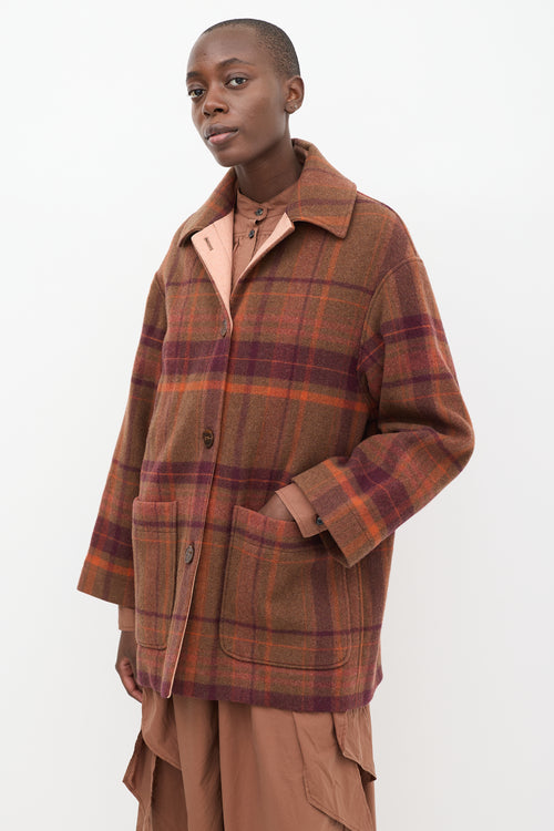 Acne Studios Brown & Multi Wool Plaid Coat