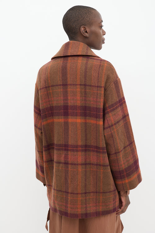 Acne Studios Brown & Multi Wool Plaid Coat