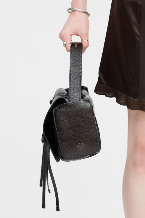 Acne Studios Dark Brown Crinkled Leather Multipocket Bag