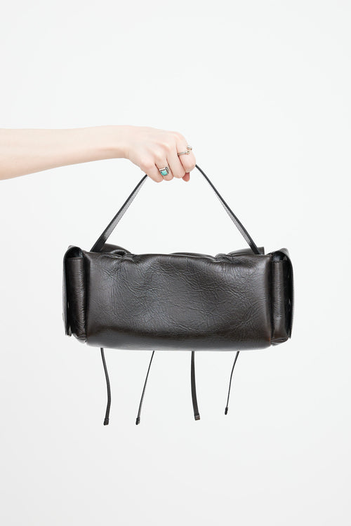 Acne Studios Dark Brown Crinkled Leather Multipocket Bag