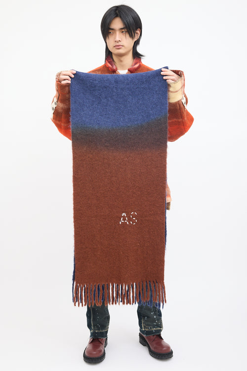 Acne Studios Navy & Brown Ombre Mohair Wool Scarf