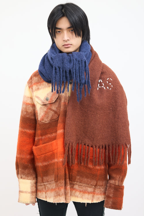 Acne Studios Navy & Brown Ombre Mohair Wool Scarf