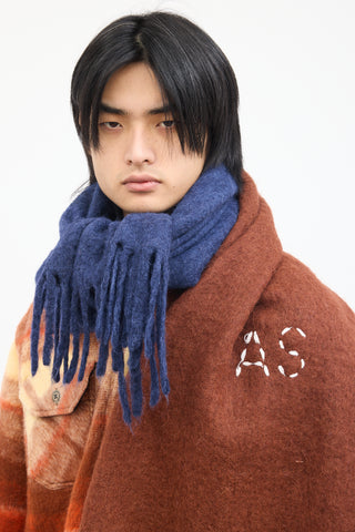 Acne Studios Navy & Brown Ombre Mohair Wool Scarf