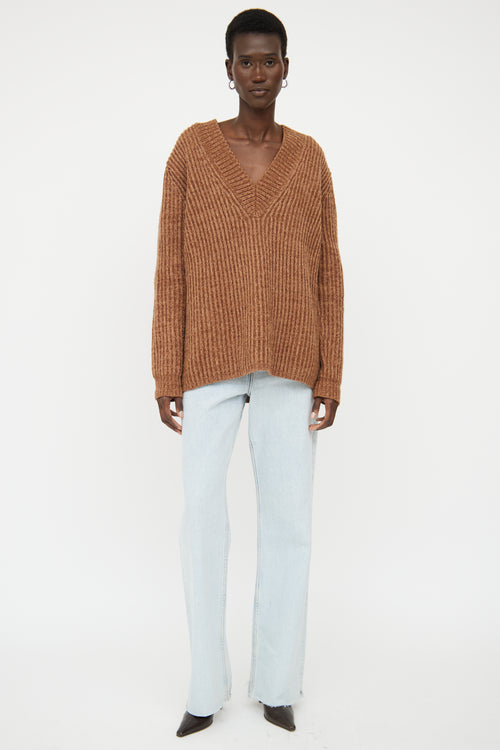 Acne Studios Brown Ribbed Wool Sweater