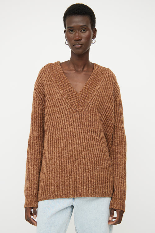 Acne Studios Brown Ribbed Wool Sweater