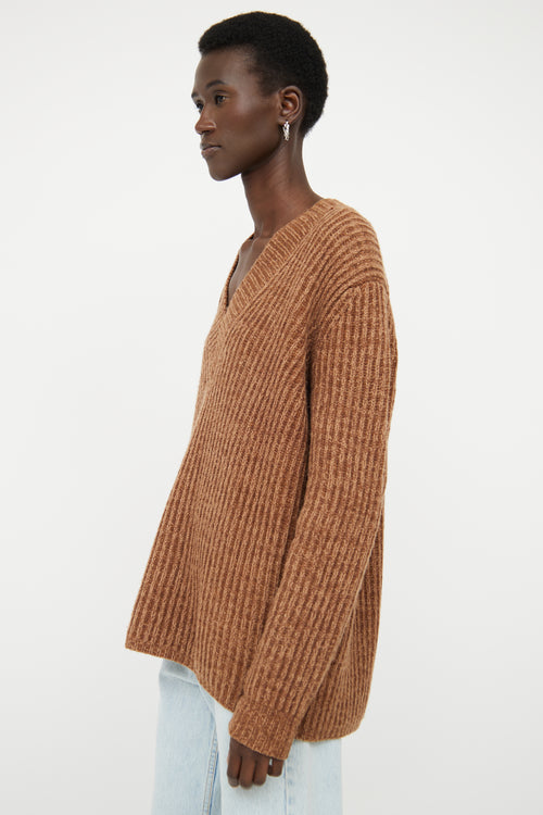 Acne Studios Brown Ribbed Wool Sweater