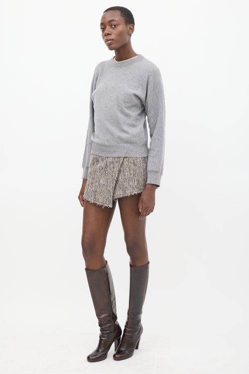 Acne Studios Brown Wool & Cotton Tweed Wrap Mini Skirt