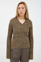 Acne Studios Green & Brown Wool Knit Top