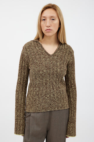 Acne Studios Green & Brown Wool Knit Top