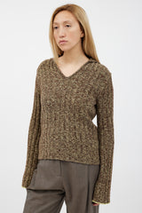 Acne Studios Green & Brown Wool Knit Top