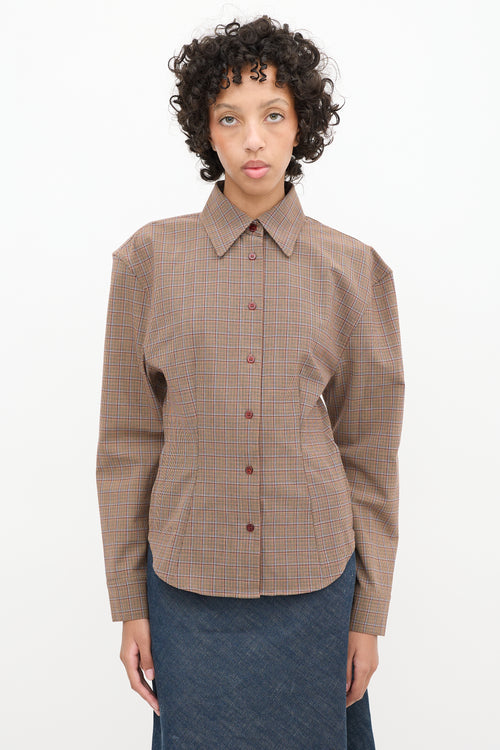 Acne Studios Brown Wool Tailored Check Shirt