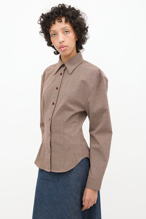 Acne Studios Brown Wool Tailored Check Shirt