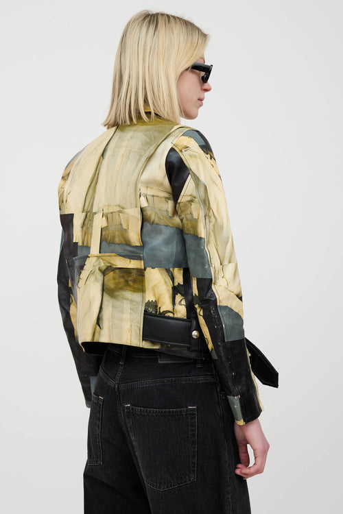 Acne Studios Collage Printed Leather Rider Jacket