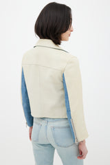 Acne Studios Cream & Blue Denim Leather Jacket