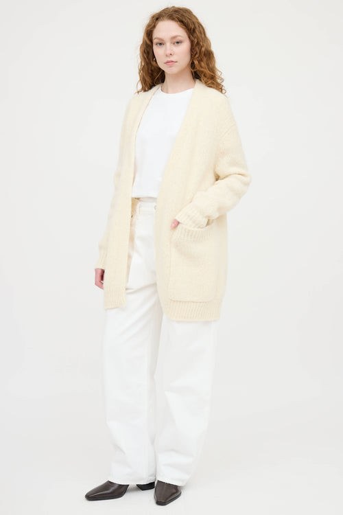 Wool Knit Open Front Cardigan