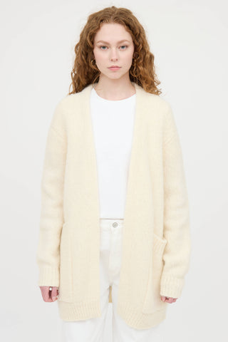 Wool Knit Open Front Cardigan
