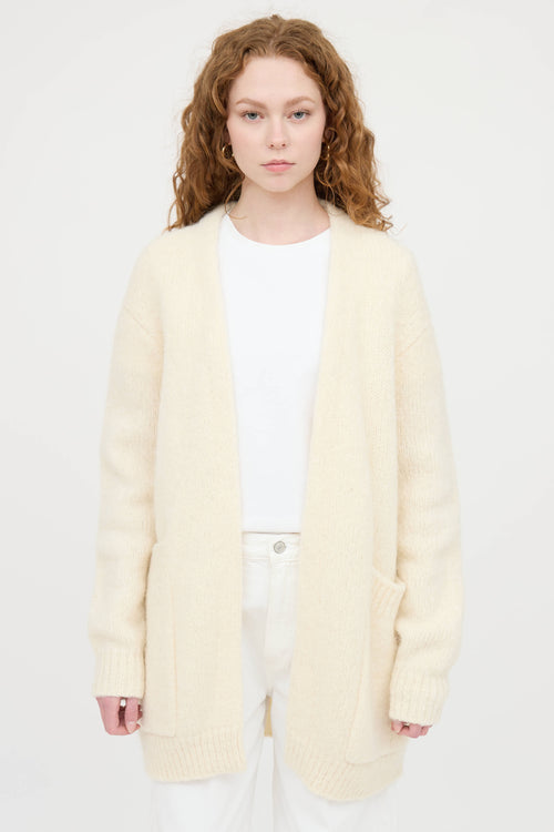 Wool Knit Open Front Cardigan