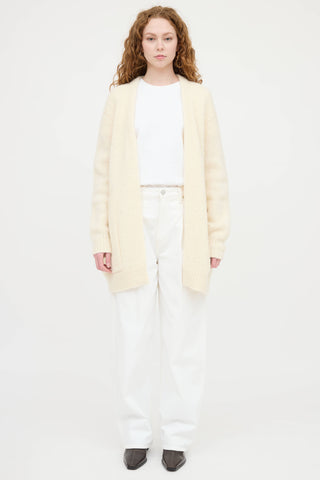 Wool Knit Open Front Cardigan