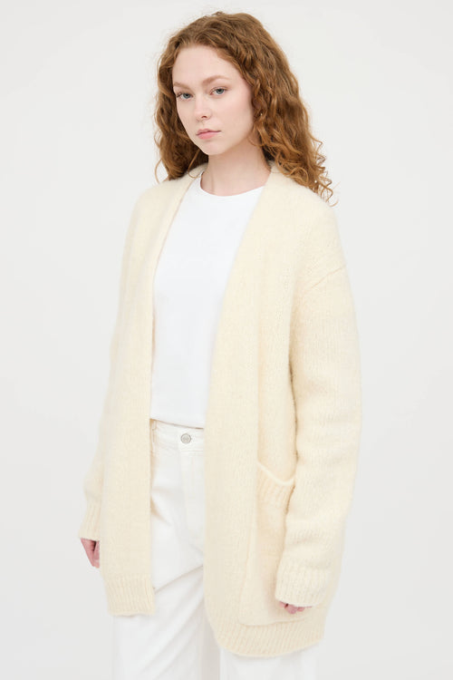 Wool Knit Open Front Cardigan