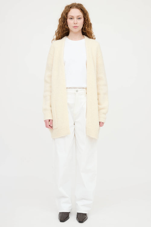 Wool Knit Open Front Cardigan