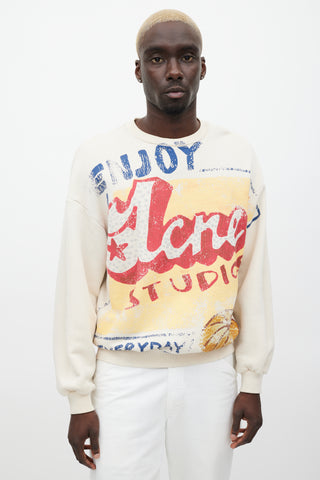 Acne Studios Cream & Multicolour Logo Sweatshirt