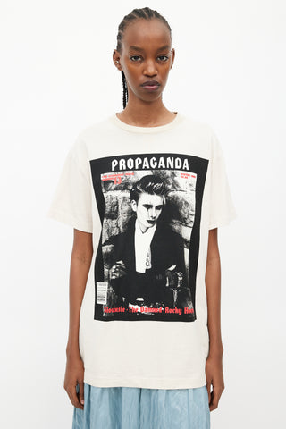 Acne Studios Cream Propaganda Print T-Shirt