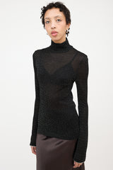 Acne Studios Crepe Mesh Sparkly Turtleneck Top