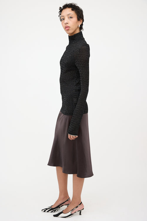 Acne Studios Crepe Mesh Sparkly Turtleneck Top