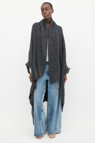 Acne Studios Dark Grey Mohair Alan Asymmetric Cardigan