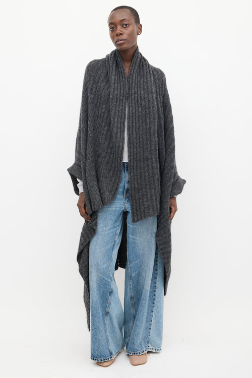 Acne Studios Dark Grey Mohair Alan Asymmetric Cardigan