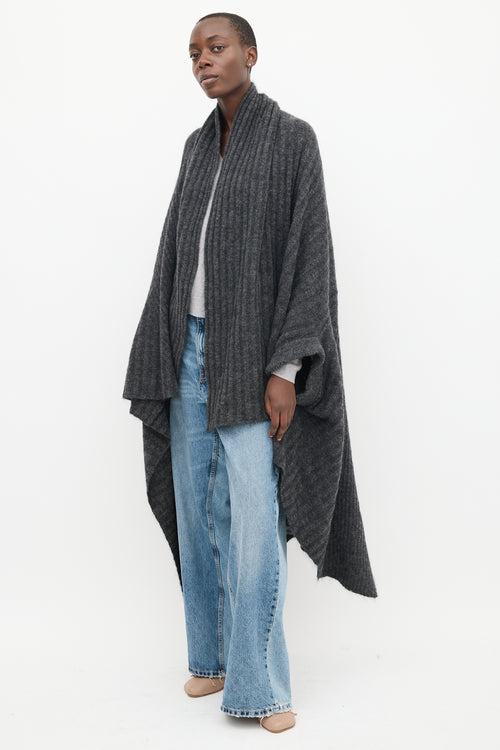 Acne Studios Dark Grey Mohair Alan Asymmetric Cardigan