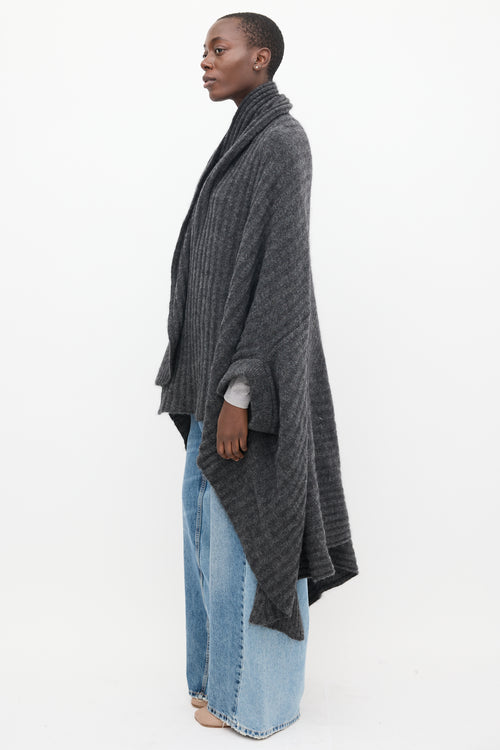 Acne Studios Dark Grey Mohair Alan Asymmetric Cardigan