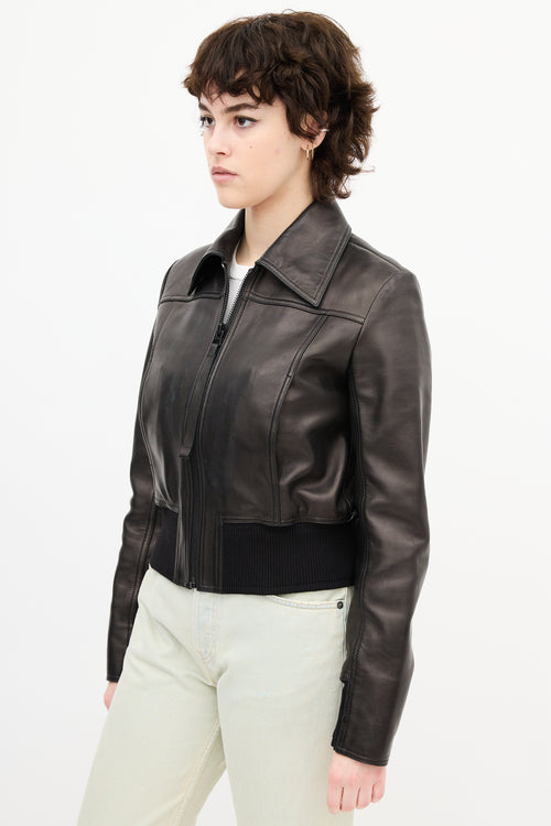 Acne Studios Metallic Brown Leather Jacket