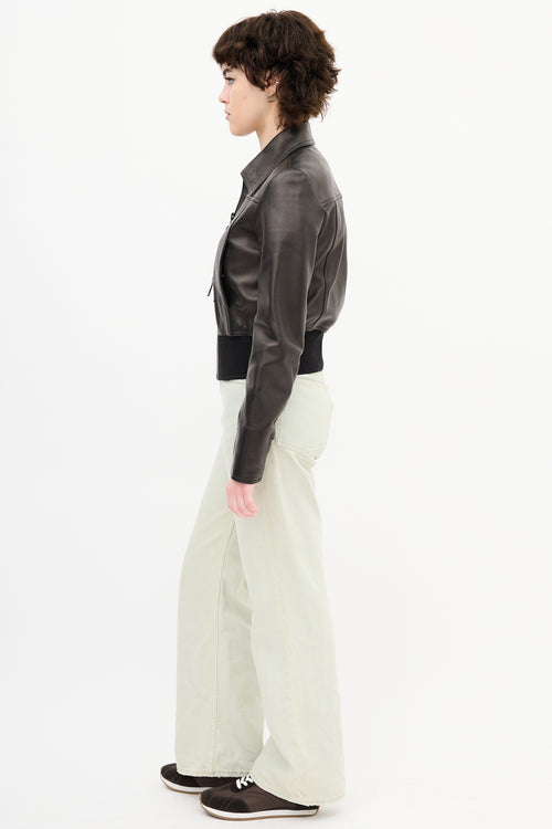 Acne Studios Metallic Brown Leather Jacket