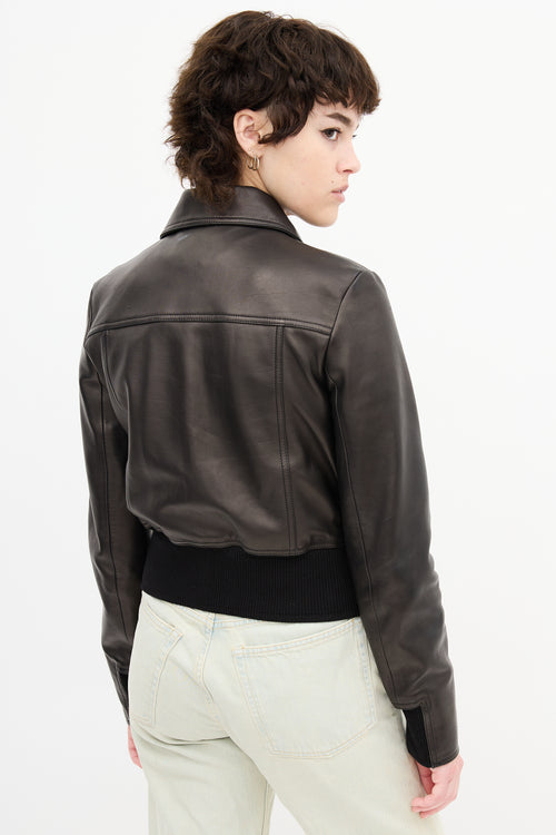 Acne Studios Metallic Brown Leather Jacket