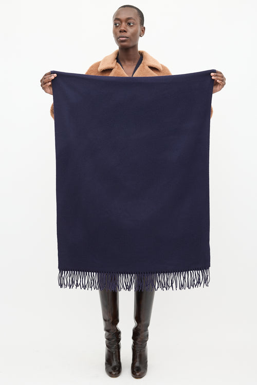 Acne Studios Dark Purple Wool Fringe Scarf