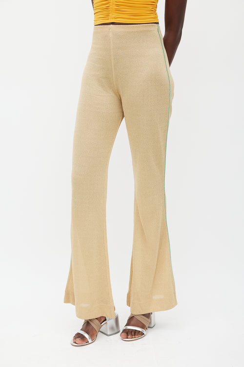 Acne Studios Gold & Green Sparkly Flared Pant