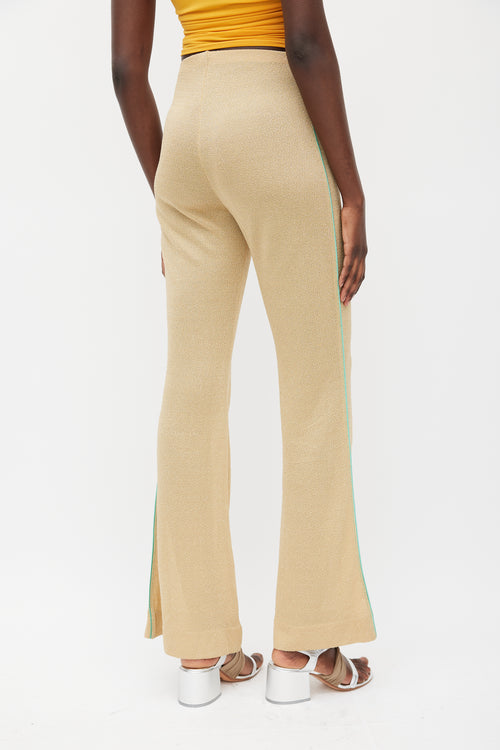 Acne Studios Gold & Green Sparkly Flared Pant