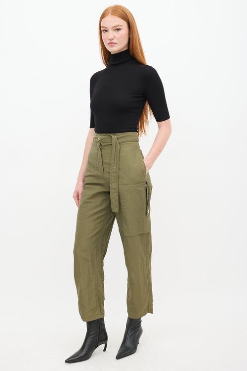 Acne Studios Green Nylon Belted Cargo Trouser