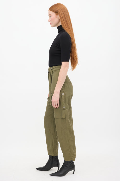 Acne Studios Green Nylon Belted Cargo Trouser