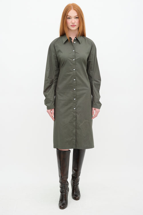 Acne Studios Green Cut Out Shirt Dress