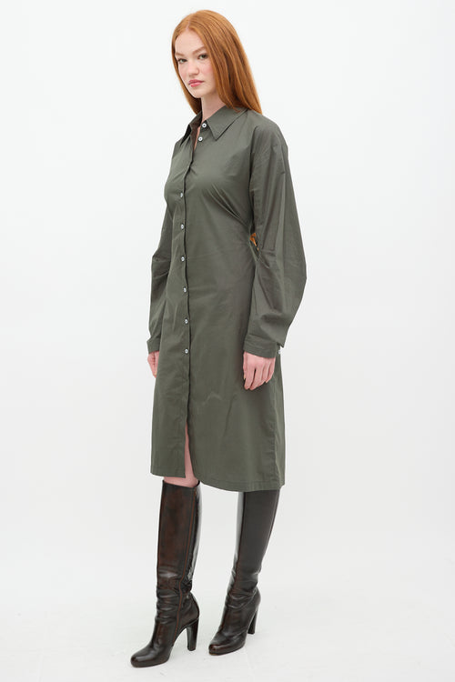 Acne Studios Green Cut Out Shirt Dress