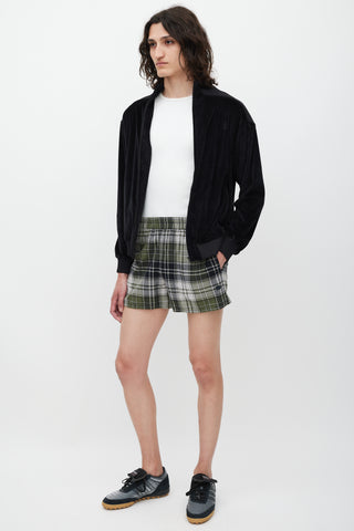 Acne Studios Green & Grey Plaid Flannel Roxx Shorts