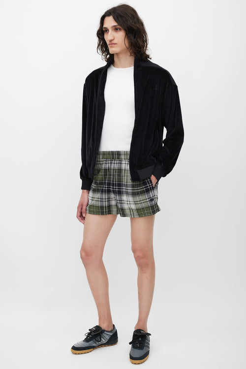 Acne Studios Green & Grey Plaid Flannel Roxx Shorts
