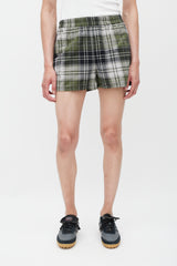 Acne Studios Green & Grey Plaid Flannel Roxx Shorts