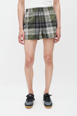 Acne Studios Green & Grey Plaid Flannel Roxx Shorts