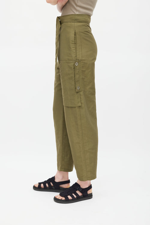 Acne Studios Green Nylon Belted Cargo Trouser