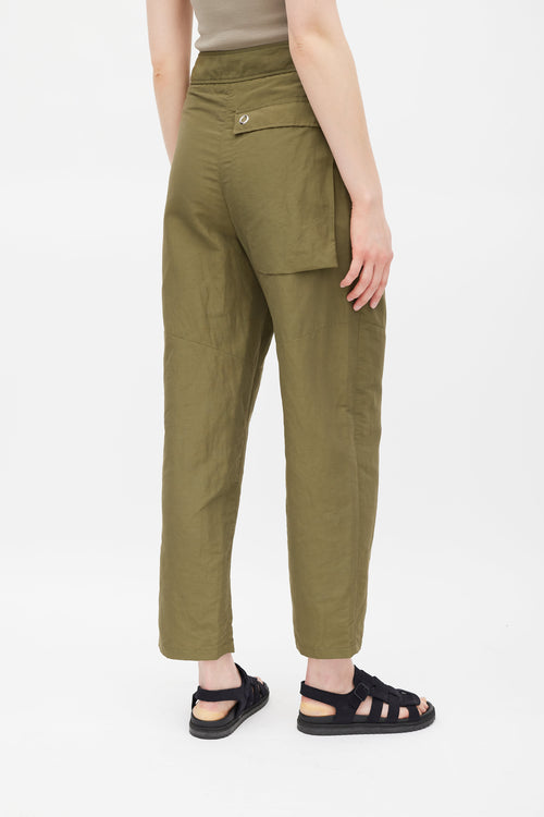 Acne Studios Green Nylon Belted Cargo Trouser