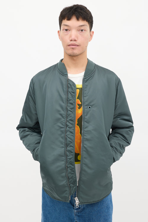 Acne Studios Green Nylon Two Pocket Bomber Jacket