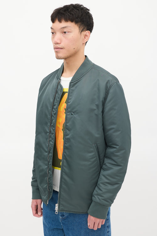 Acne Studios Green Nylon Two Pocket Bomber Jacket